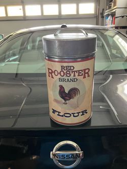 Red Rooster Brand Flour Tin Canister