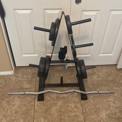Weight Tree With Plates And Curl Bar