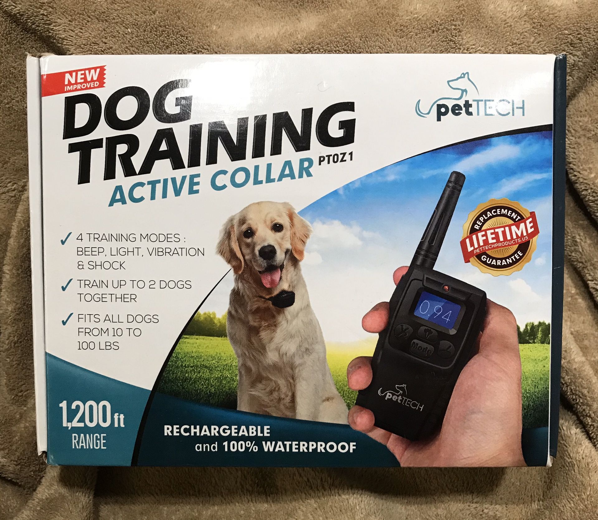 Pet Tech 4-Mode Dog Training Collar Fits Dogs from 10 to 100lbs