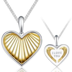 Ceaklev Sterling Silver Heart Pendant Necklace
