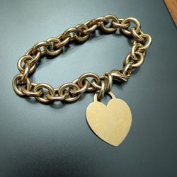 Real 14k Gold Heart Bracelet, 15g