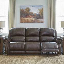Brown Faux Leather Couch