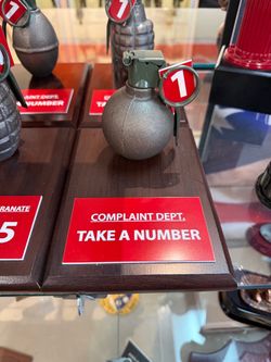 Complaint Dept. Take A Number Grenade Novelty Desk Display