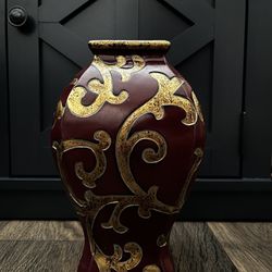 Flower Vase Home Decor Red Gold Design Decorative Accent Accents Flowers Floral