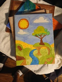Tree, River & Golden Sunset