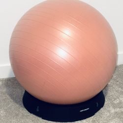 Pink yoga ball with stand