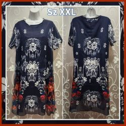 WOMENS SHEER MULTI PATTERN PLUS SIZE XXL DRESS
