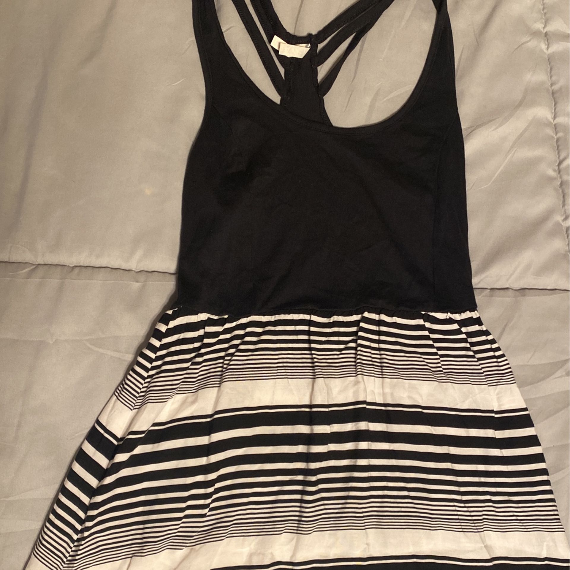 Black And White Stripe Dress On The Bottom Solid  Black On Top