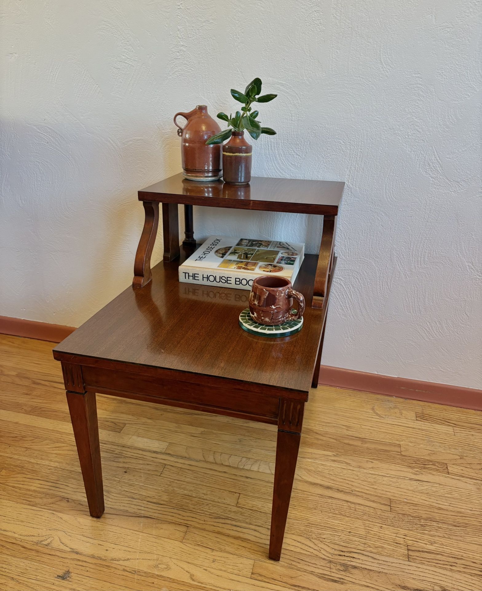MCM Mahogany Mersman Two Tier Nightstand / End Table