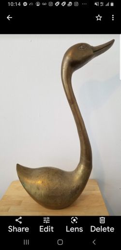 Large Brass Swan Statue