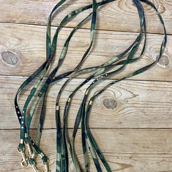 Lot of 4 New Green Camouflage Camo Leash 4 Foot Rhinestone Bling Skinny 3/8"