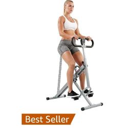 Sunny Health & Fitness Row-N-Ride Squat Assist Trainer, Foldable & Easy Setup Exercise Equipment w/Adjustable Resistance, Home Gym Training Machine 
