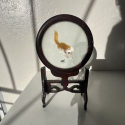 Vintage Chinese Silk Cat Home Decor 