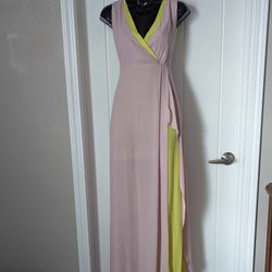 Pastel Pink & Chartreuse Summer Dress By BCBG Maxazria 