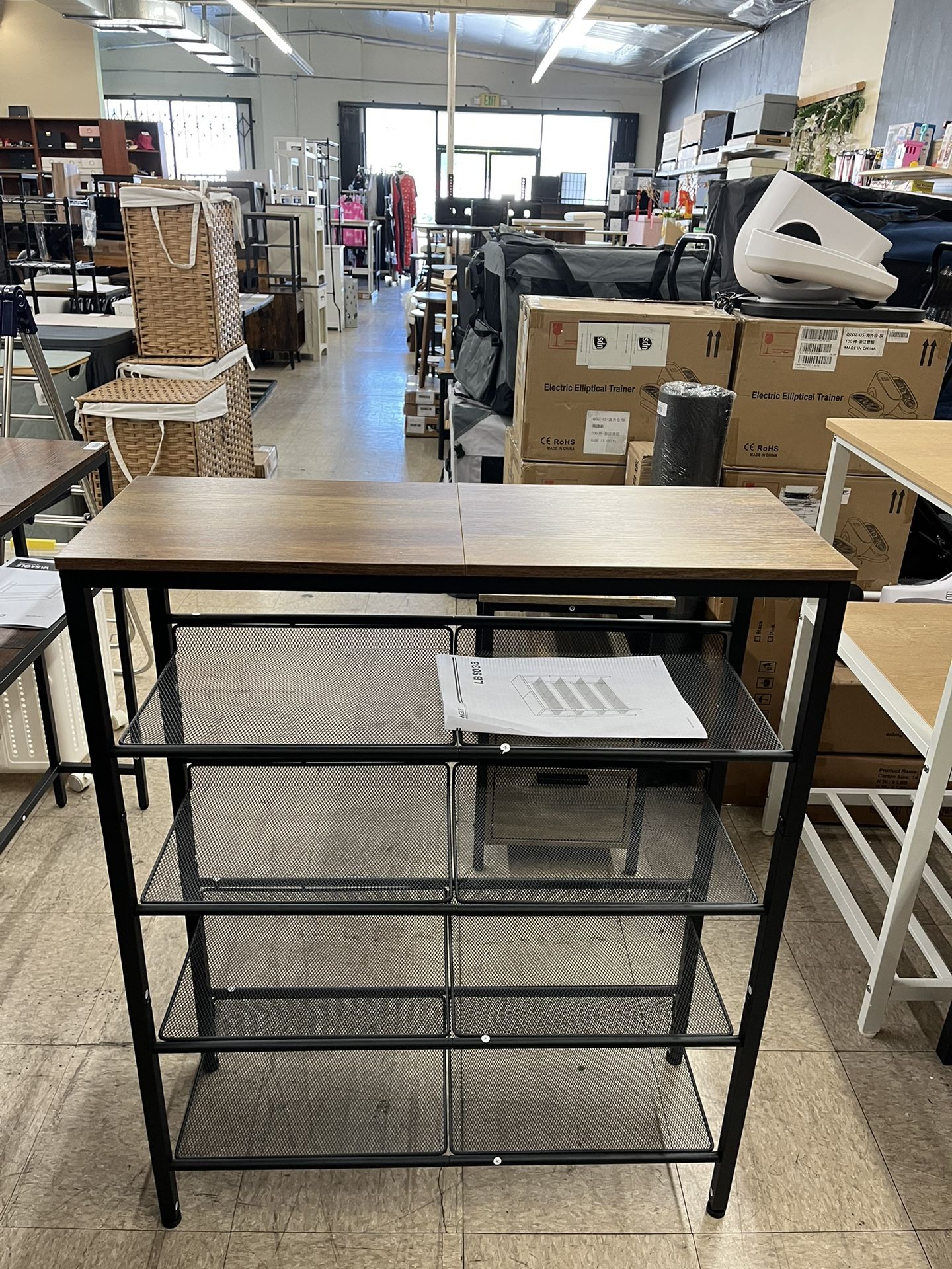 VASAGLE 5-Tier Shoe Rack Organizer Entryway w/ Storage Shelves - Honey Brown