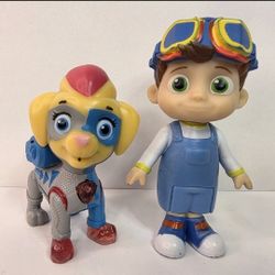 Paw Patrol Mighty Pups Super Mighty Twins Ella Figure NO LIGHT and Cocomelon Tom Tom Action Toy Figure