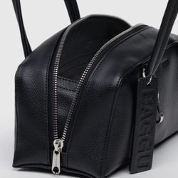 BAGGU Black Small Recycled Leather Bowler Bag