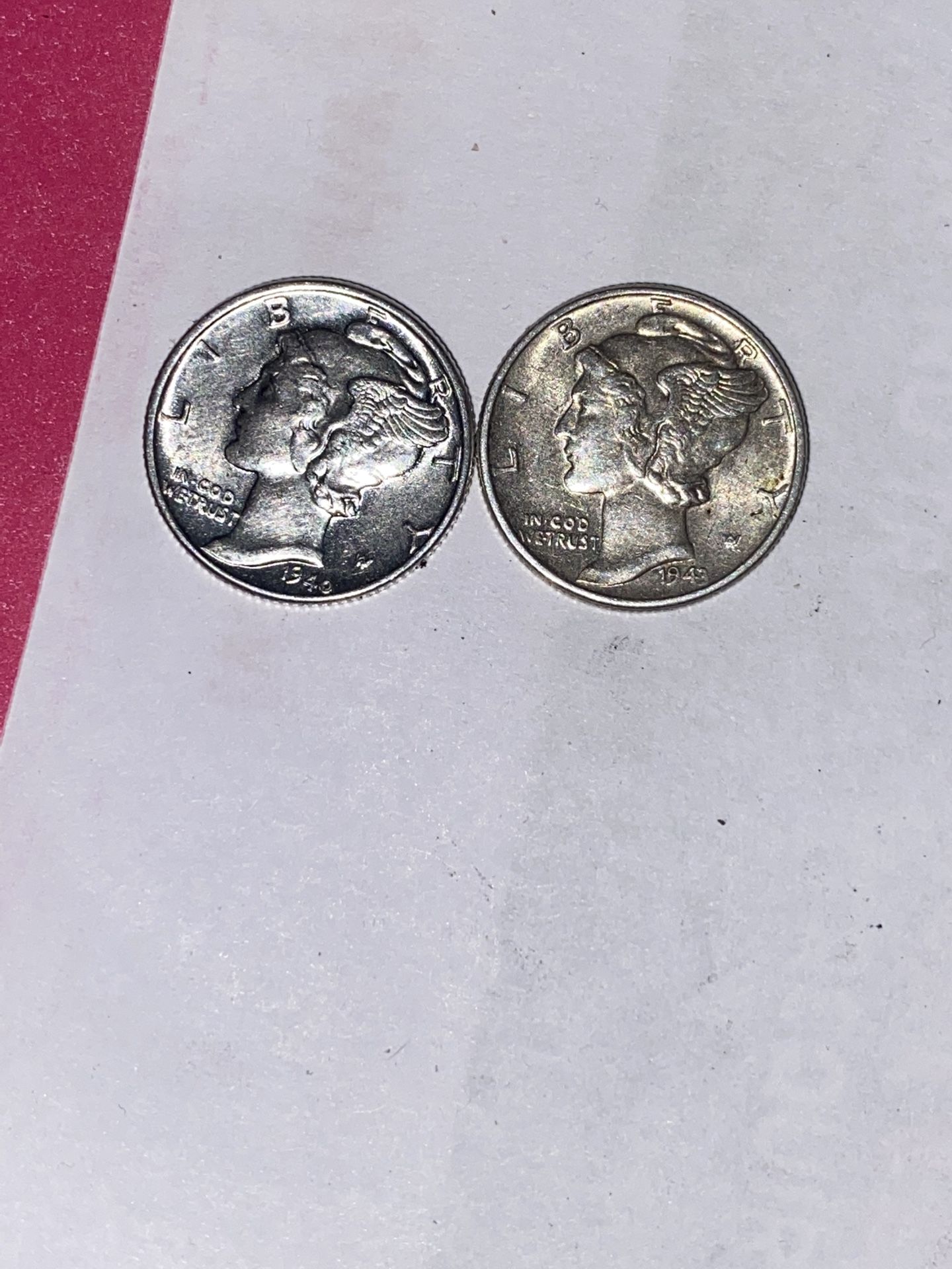 1940 and 1943 uncirculated mercury dimes