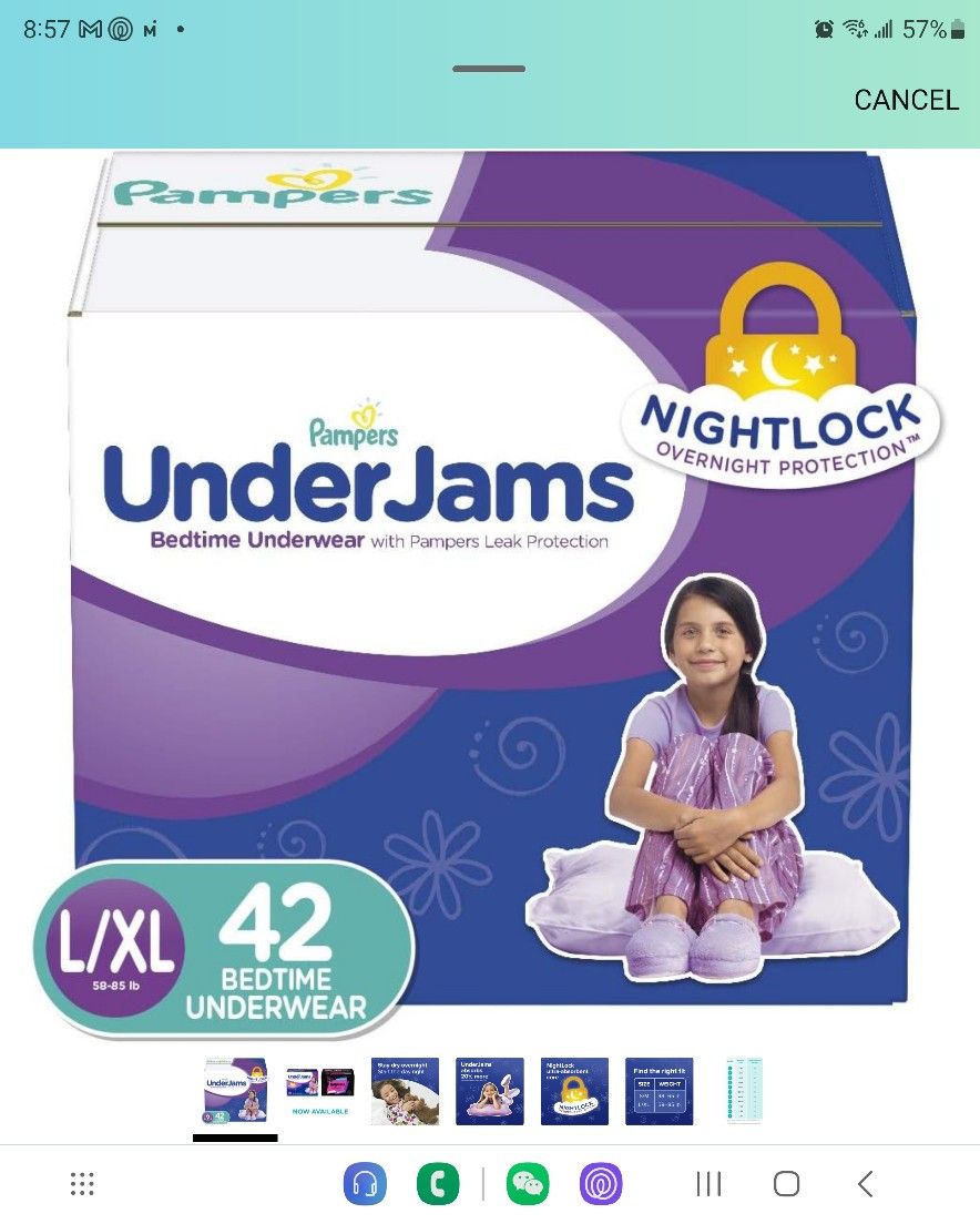 Pampers UnderJams Disposable Bedtime Underwear for Girls, Size L/XL, 42 Count, Super Pack