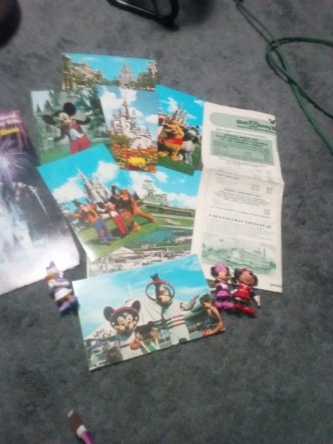 Eight Vintage Disney World Postcards Two Pamphlets Three Toys Vintage