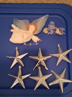 Christmas Ornament Lot Angel and Stars