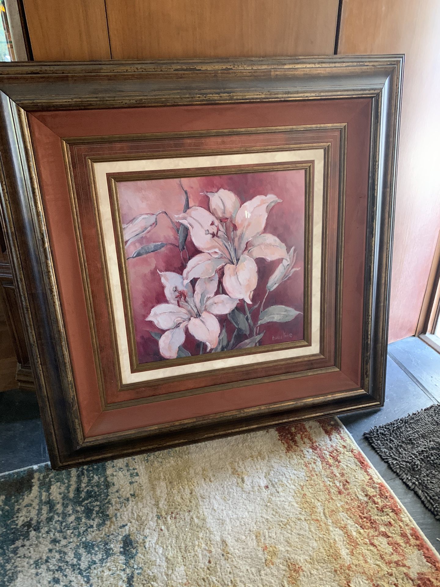 Large framed lily artwork