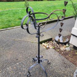 34" Tall Ornate Vintage Black Metal Plant Stand Metal 