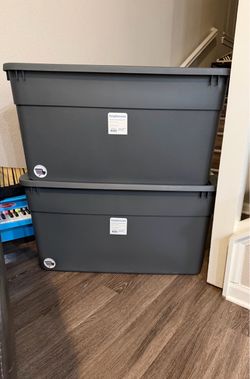 Brightroom Large Plastic Storage Totes – Set of 2, 45 gal