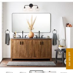Rectangular wall mounted vanity mirror