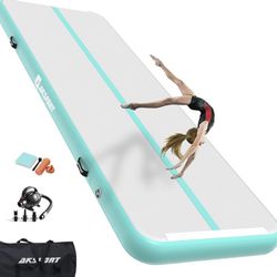 FBSPORT Inflatable Air Gymnastics Mat Training Mats 4/8 inches Thickness Gymnastics Tracks for Home Use/Training/Cheerleading/Yoga/Water with Pump