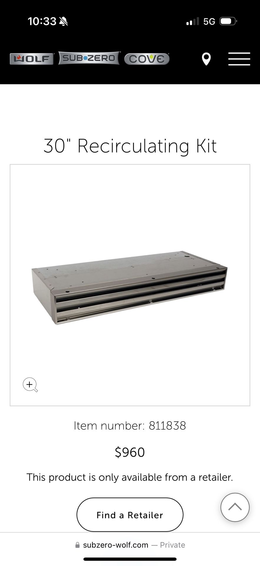 Wolf recirculating Kit