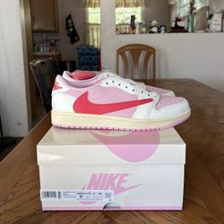 Jordan 1 Retro Low OG SP Travis Scott Sail Tropical Pink Size 9.5