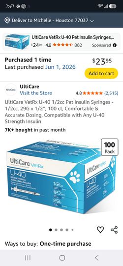 Pet insulin syringes brand new