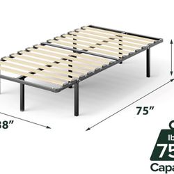 Twin Mattress w/ SmartBase Euro Slats Mattress Foundation /Metal Platform Bed Frame / No Box Spring Needed / Sturdy Steel & Wood Frame !!!   