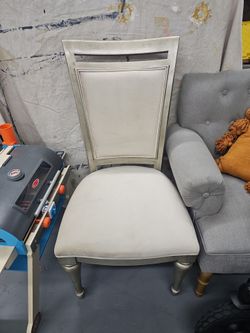 Upholstered Dining Chair Silver Wood Frame 3 of them