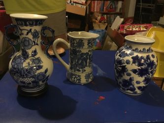 Two decorative vases and one pitcher