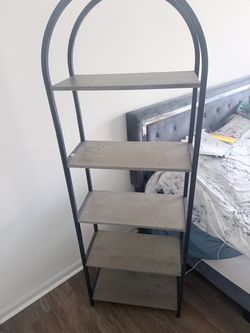5-Tier Arched Metal and Wood Bookshelf