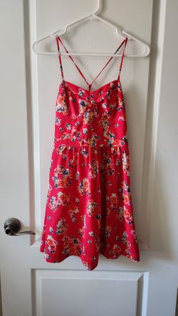 Red Floral Dress, Fit And Flare, Size 2