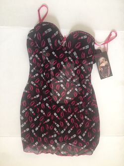 New Seven Til Midnight One Million Kisses Chemise Black - Large