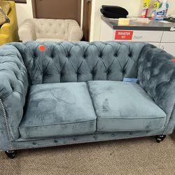Teal Tufted Couch 
