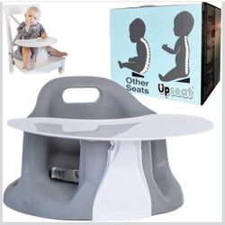 NEW! Upseat – The Original Ergonomic Baby Floor  Booster Seat with Tray - Gray