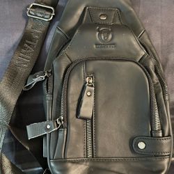 Brand New Genuine Leather Sling Bag With USB Charger 