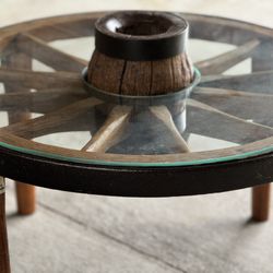 Wooden Wagon Wheel Coffee Table