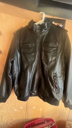 Black Faux Leather Bomber Jacket