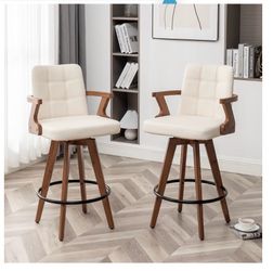 Scratched-Set of 2 Swivel Bar Stools