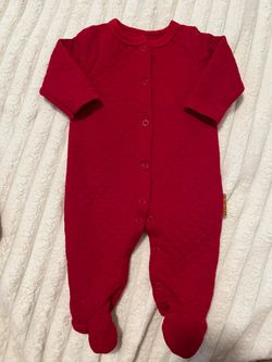 LILA & JACK Quilted Footed Sleeper Romper Baby Girl Size 0-3M (Red)