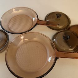 7pc Visions Amber Corning Ware Cooking Set Skillet Pot