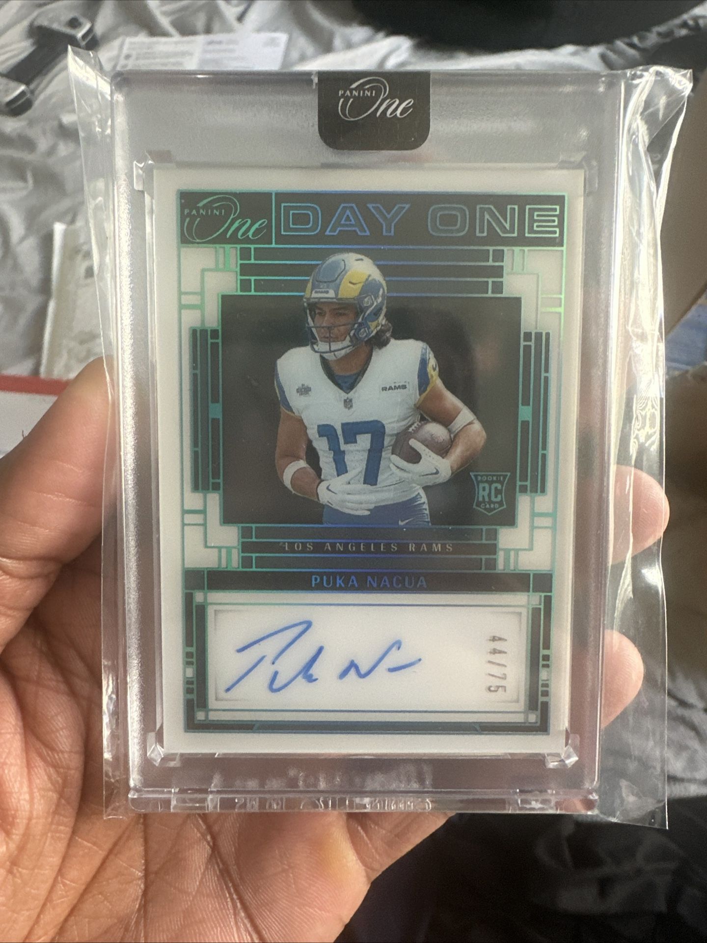 Puka Nacua Panini One Day One RC Auto Blue 44/75