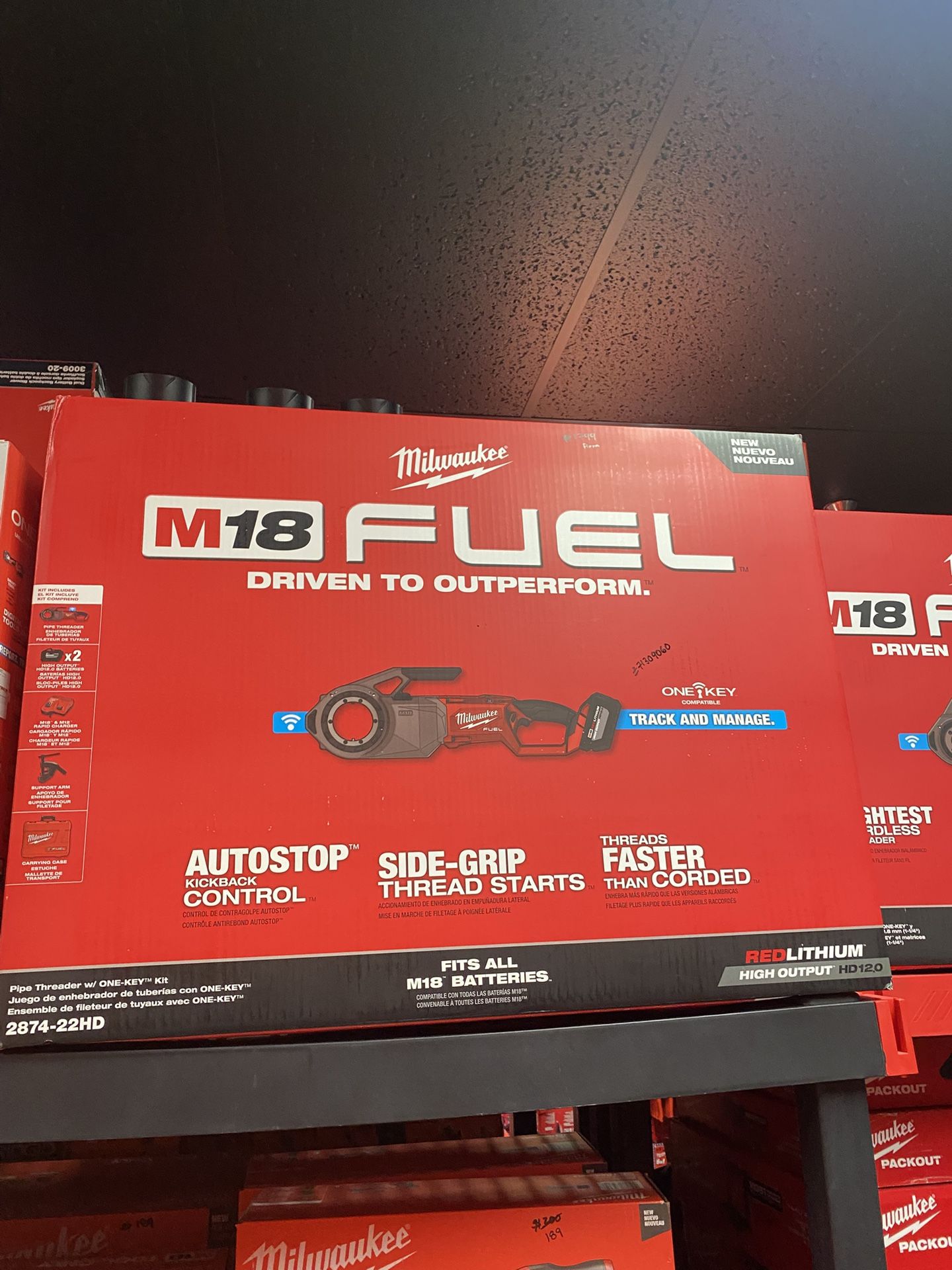 Milwaukee M18 Fuel One-Key Cordless Brushless Pipe Threader Kit with (2) 12.0Ah Batteries and Case