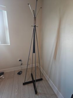 Tall Metal & Wood Coat Rack – Like New